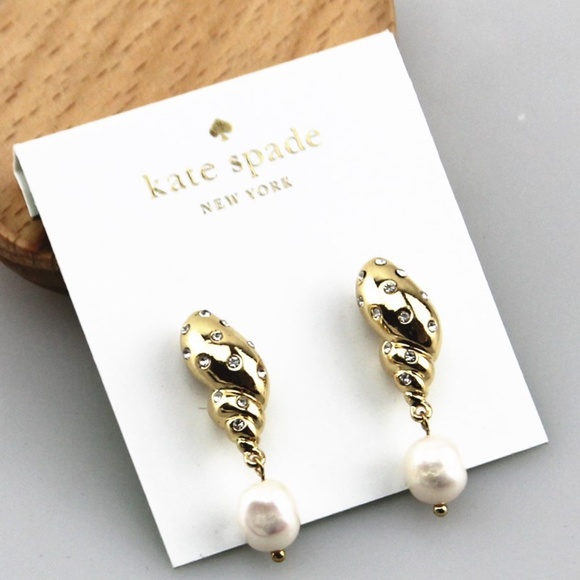 Kate Spade earrings gold pearl crystal earrings - Picture 2 of 3